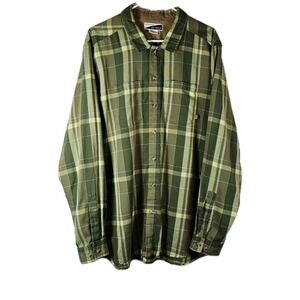 EXOFFICIO BUGSAWAY Performance XL Button Down Shirt Green Plaid INSECT SHIELD
